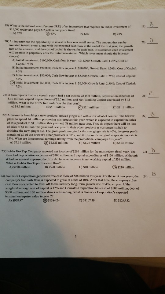 answers are given. please show calculation if you use calculator or
