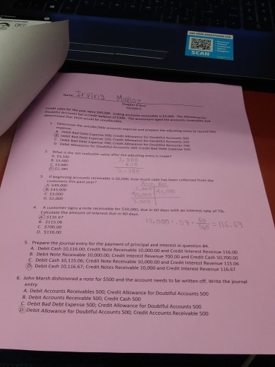  This is from Chapter 8 from Accounting 2301. I need the