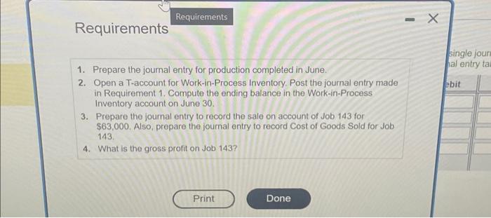 June. 2. Open a T-account for Work-in-Process Inventory. Post the journal entry