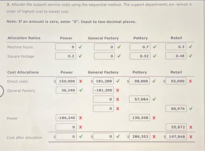 to lowest cost. Note: If an amount is zero, enter " 0
