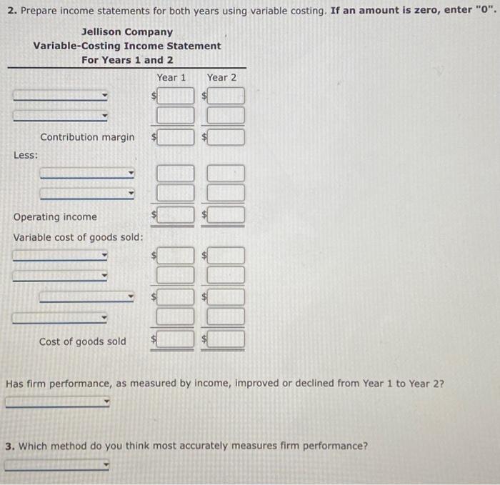 Company had the following operating data for its first two years of