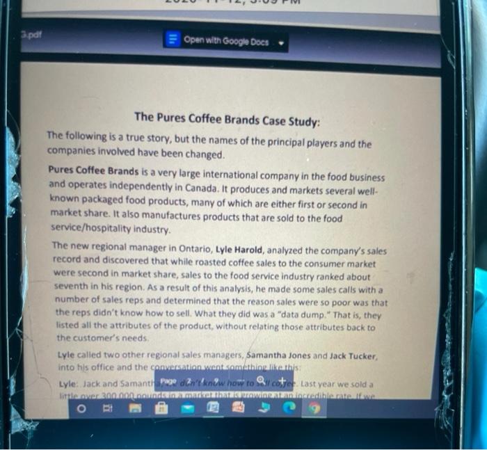  a pdf Open with Google Docs The Pures Coffee Brands Case