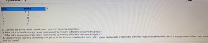  Time Marsh $11 12 19 2 3 4 5 11 a.