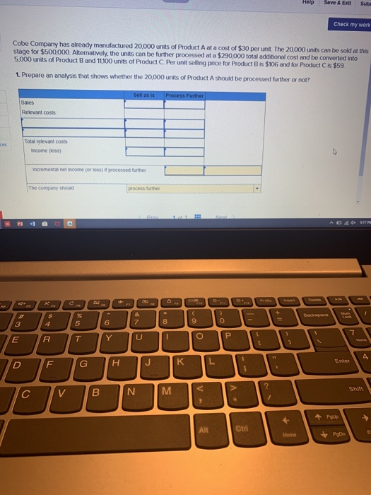  Help Save & Ext Sub Check my work Cobe Company has