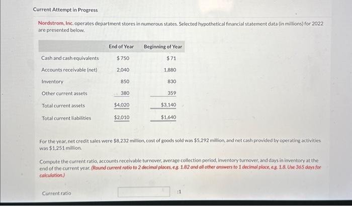  Current Attempt in Progress Nordstrom, Inc. operates department stores in numerous