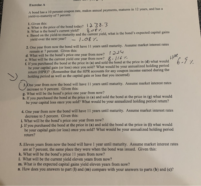  Exercise A Here 6.9% v A bond has a 10 percent