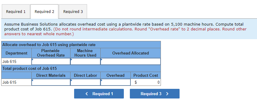not round intermediate calculations. Round "Overhead rate" to 2 decimal places. Round