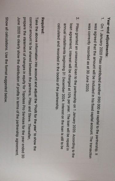 that needs to be used Year-end adjustments: 1. On 1 January 2020