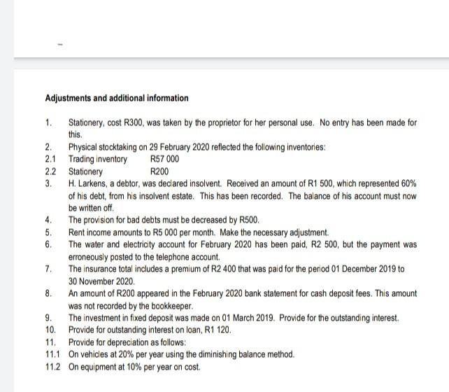 of Leo Traders for the year ended 29 February 2020 INFORMATION The
