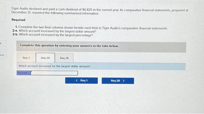 statements, prepared al ecember 31, reported the following summarized information: lequired: 1.