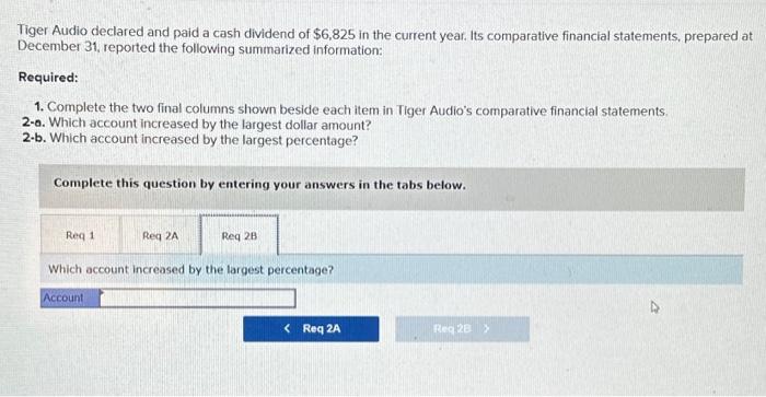 Complete the two final columns shown beside each item in Tiger Audio's