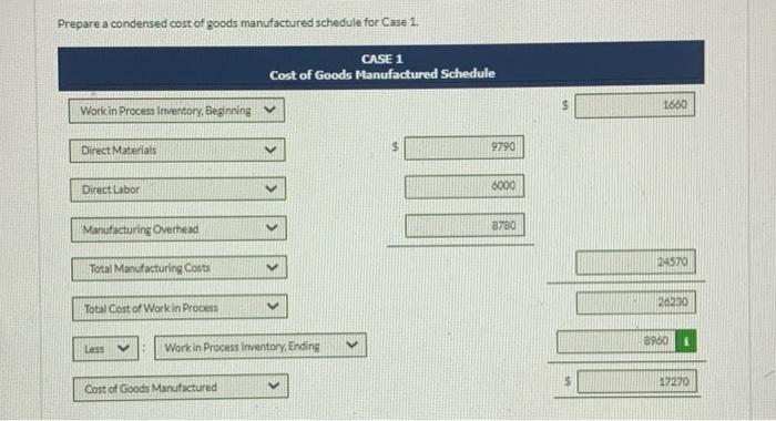 materials used $ 9,790 $ 2800 Direct labor 6,000 9,000 Manufacturing overhead