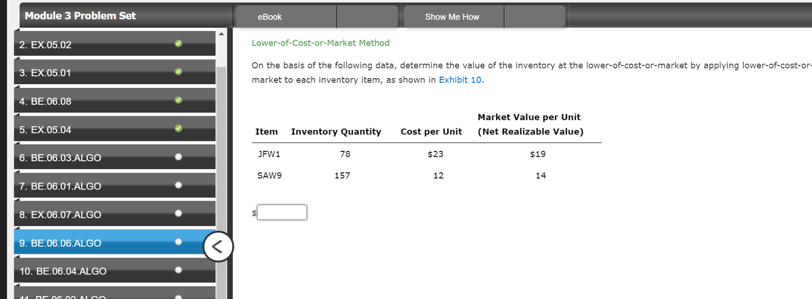 Lower-of-Cost-or-Market Method On the basis of the following data, determine the