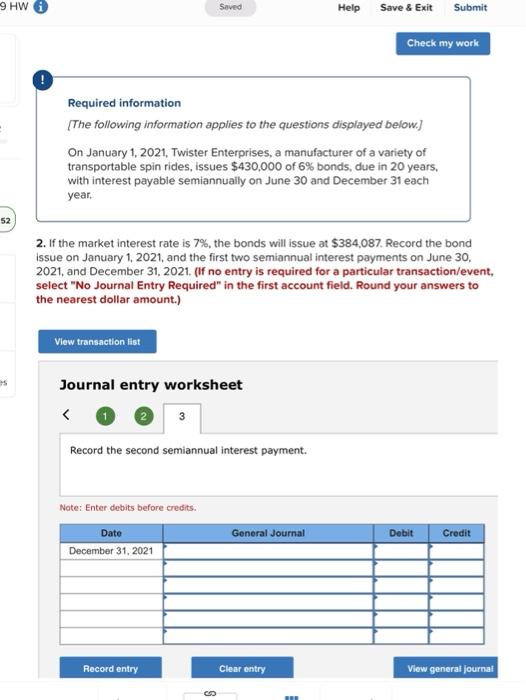 work 4 1 of 2 Required information [The following information applies to