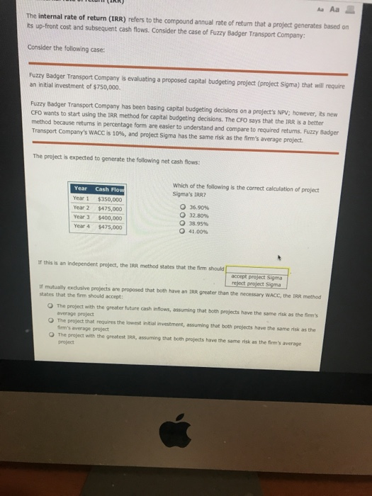 that generally lead to good investment decisions Consider this case: Suppose Blue