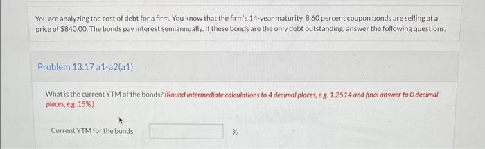 the correct answer is 15.3 You are analyzing the cost of debt