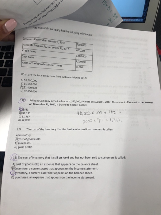  Need help with how you get these answers /A ta Mountain