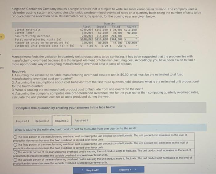variations in demand. The company uses a job-order costing system and computes
