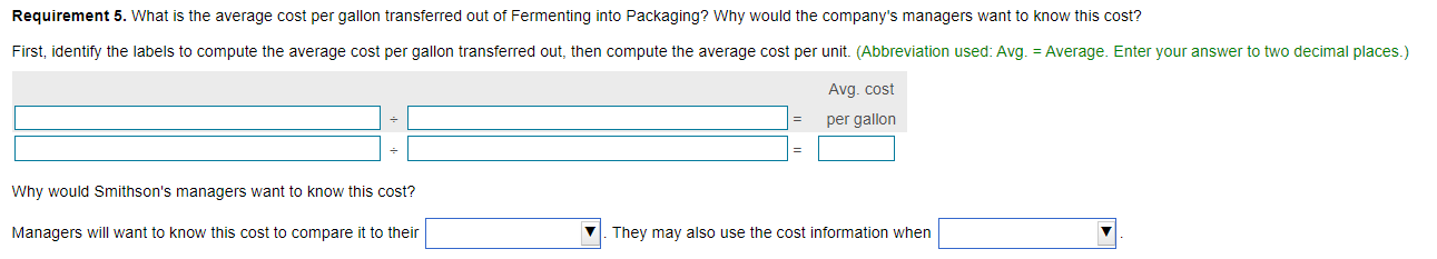 1. Fill in the time line for the Fermenting Department. Requirement 2.