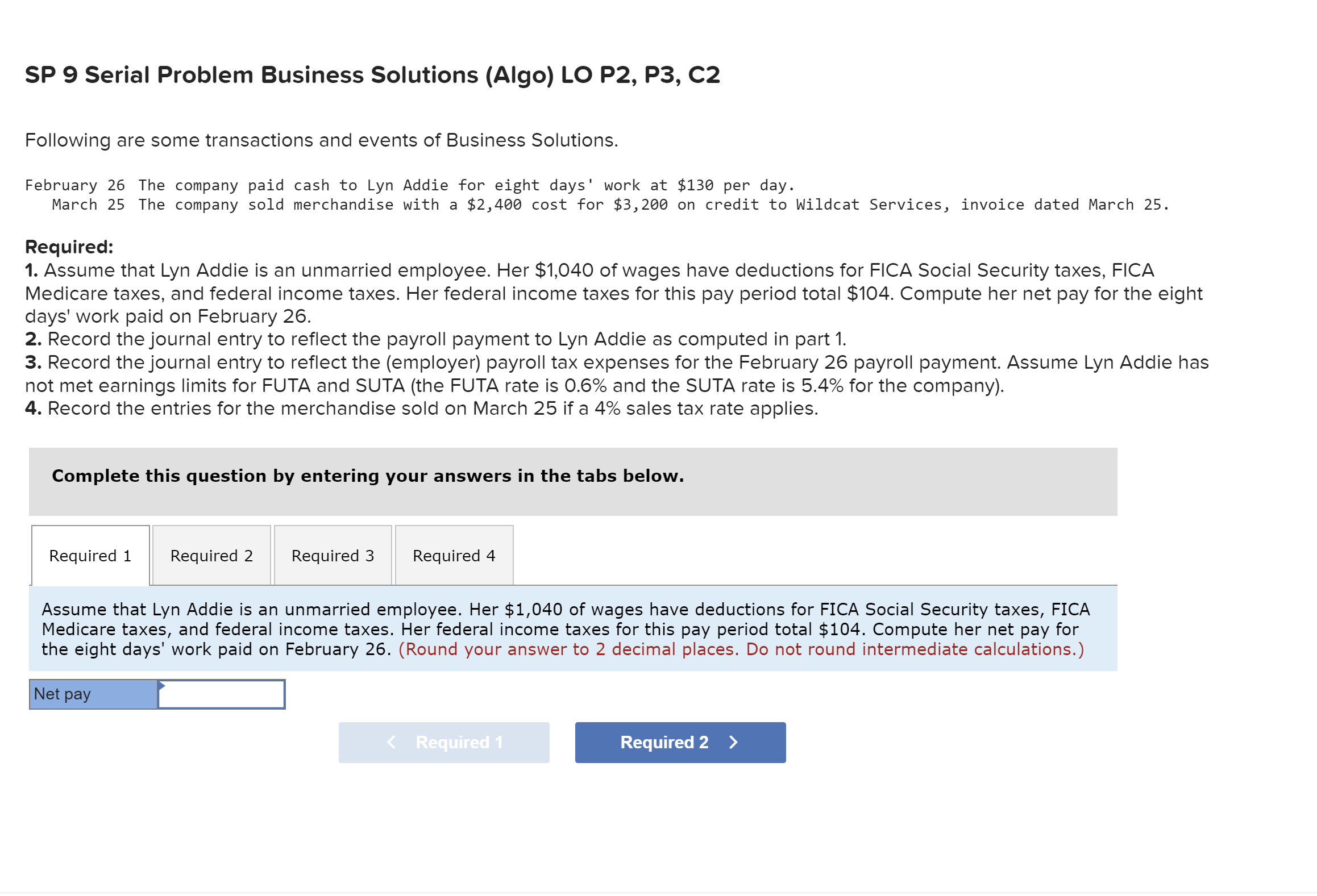SP 9 Serial Problem Business Solutions (Algo) LO P2, P3, C2