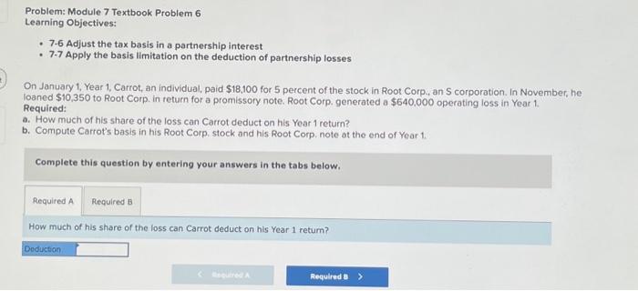  Problem: Module 7 Textbook Problem 6 Learning Objectives: - 7-6 Adjust