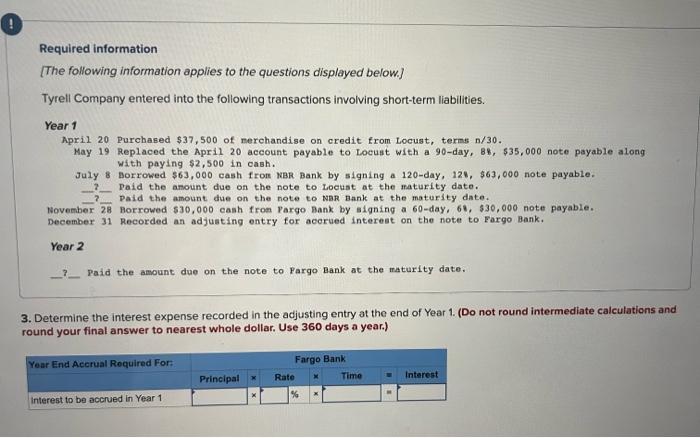 to the questions displayed below.] Tyrell Company entered into the following transactions