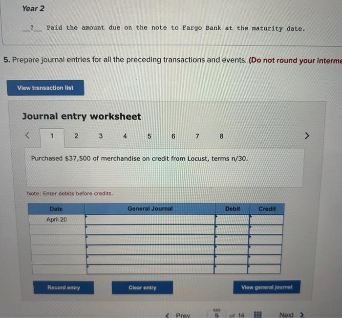 eredit from Locust, terms n/30. May 19 Replaced the April 20 account