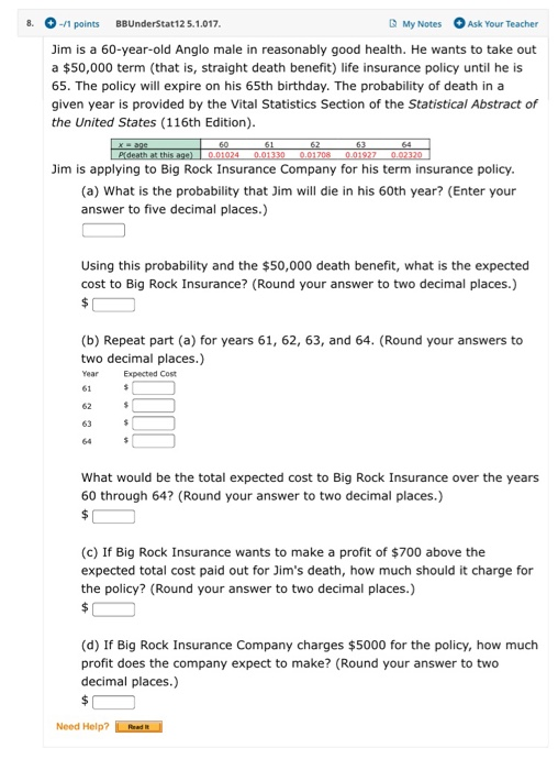  8. -11 points BBUnderStat12 5.1.017. My Notes Ask Your Teacher Jim