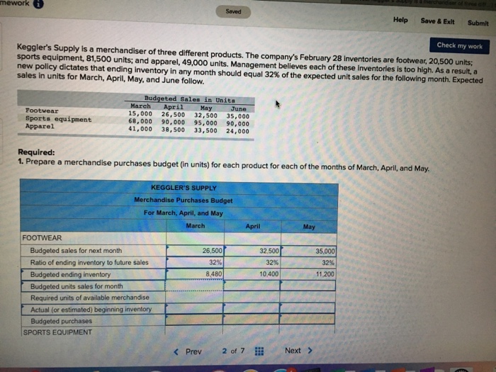  mework Saved Help Save & Exit Submit Check my work Keggler's