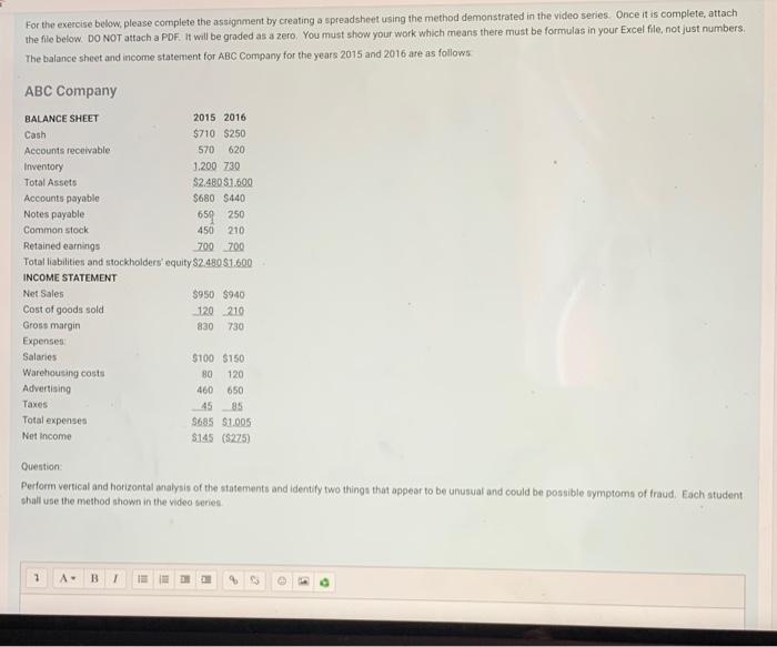 Do in excel and show forumulas and responses please For the exercise