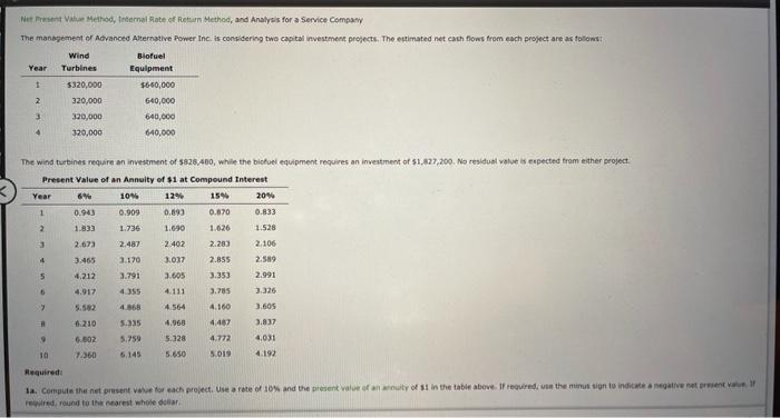  Net Present Value Method, Internal Rate of Retar Method, and Analysis