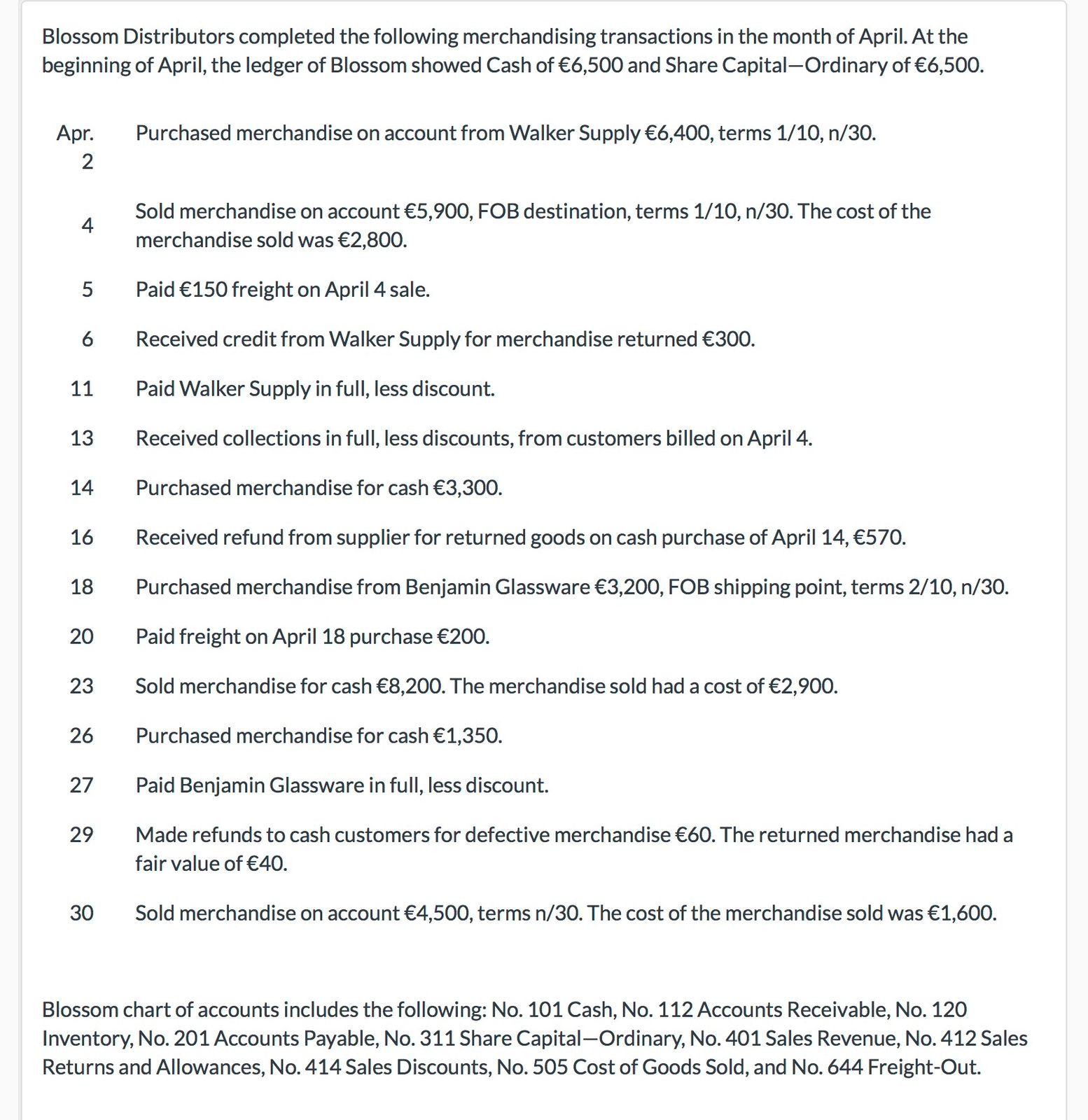  a) Journalize the transactions using a perpetual inventory system. b) Enter