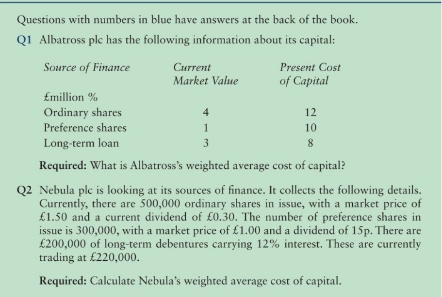 Based on the below question, calculate the Weighted Average Cost ofCapital (WACC)