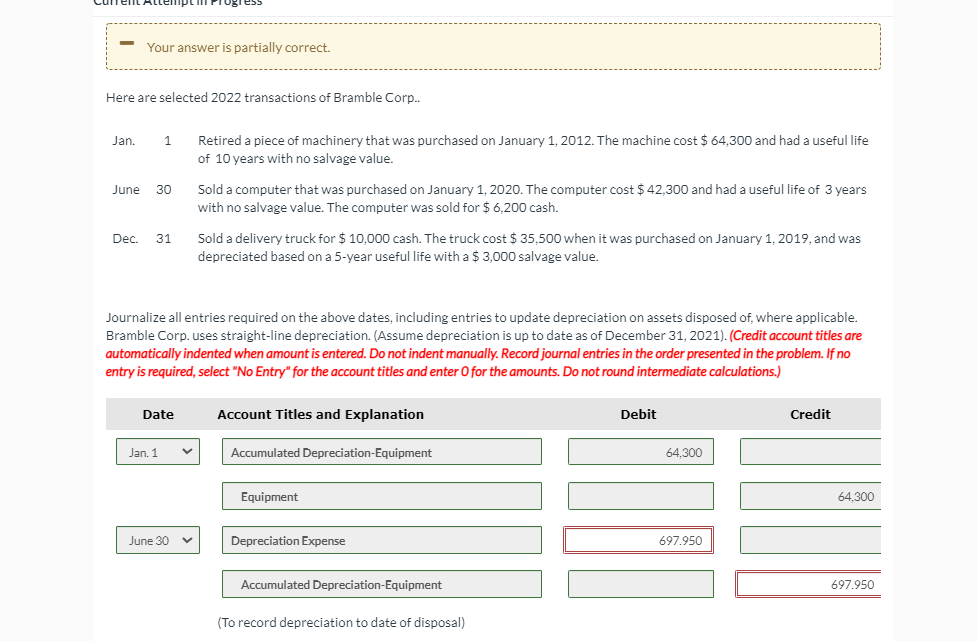 Need help fixing June 30th answer. Thank you! - Your answer is