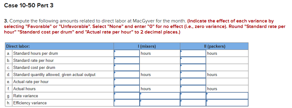 Case 10-50 Missing Data; Variances, Ledger Accounts (Appendix) (LO 10-1, 10-3, 10-9)