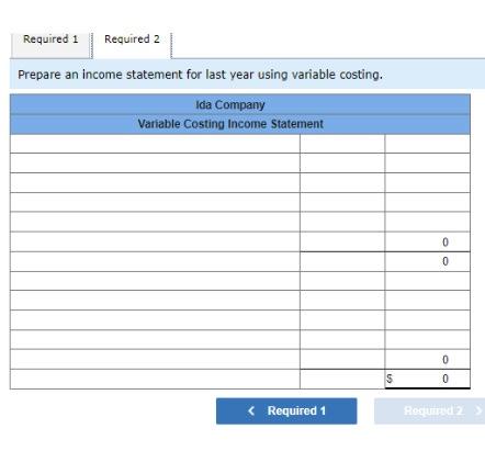 an income statement for last year using variable costing. Answer is not