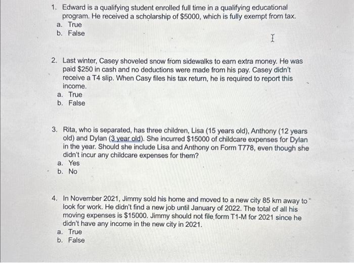  1. Edward is a qualifying student enrolled full time in a