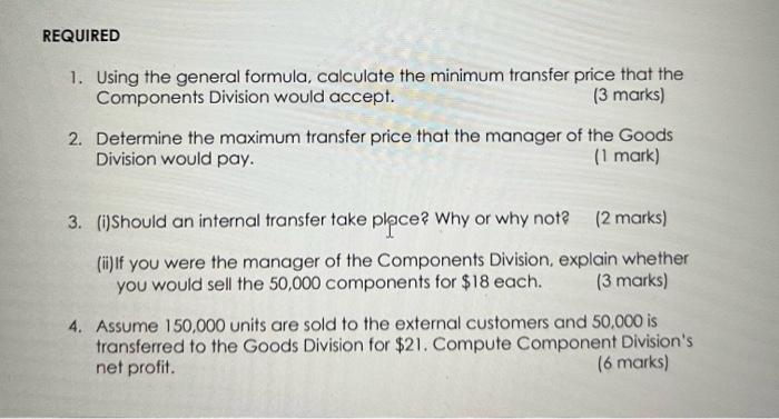 [Suggested fime: 27 minutes] The Components Division produces a part that is