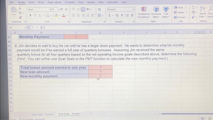 sell in March ? Coal Seck. Tutorial Goal Sekk.Student d. Jim decides