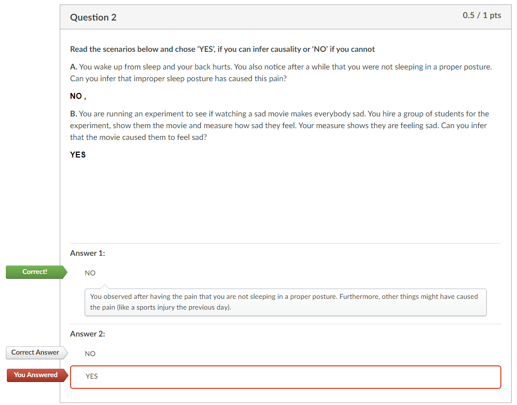 / 2 pts You are trying to find the effect of different