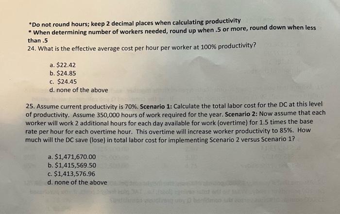 me your calculations of the answers. Please do not use any excel