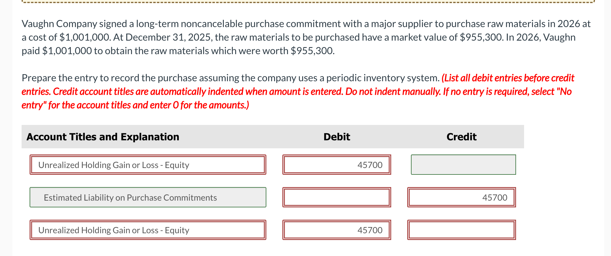  Vaughn Company signed a long-term noncancelable purchase commitment with a major