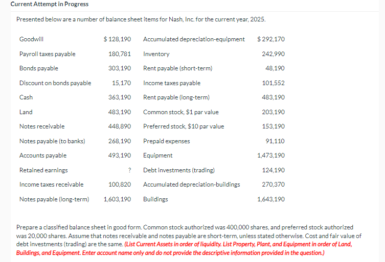  Current Attempt in Progress Presented below are a number of balance