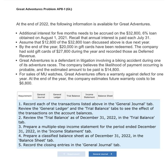 Can you please create a general journal, income statement, and balance sheet