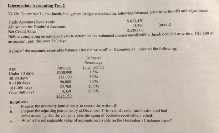  Intermediate Accounting Test 2 33. On December 31, the Jacob, Inc.