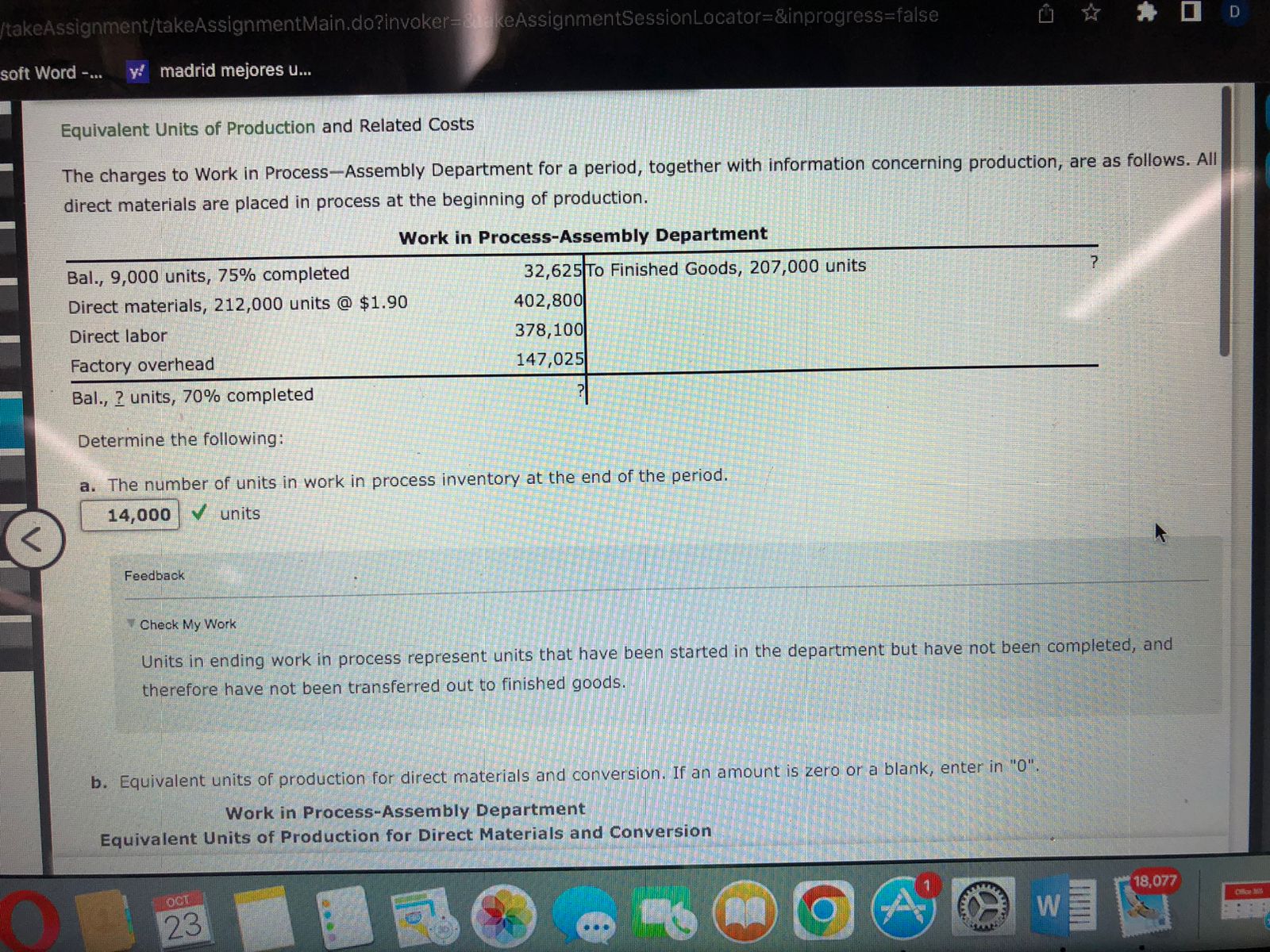 Process-Asse ,hly Department Equivalent Units of Production or Direct Materials and Conversion