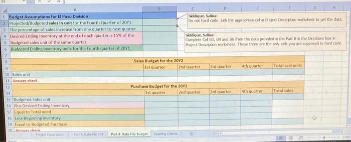 for the two i can not hard code. Part B. Preparation of