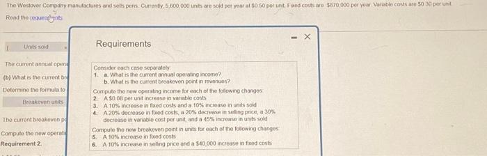  Requirements Consider esch case separalely. 1. a. What is the current