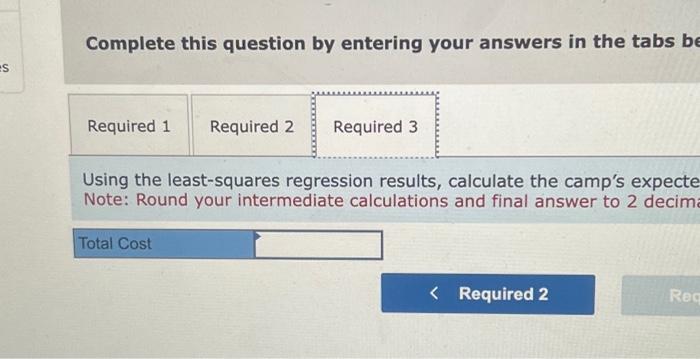 regression results, calculate the camp's expecte Note: Round your intermediate calculations and