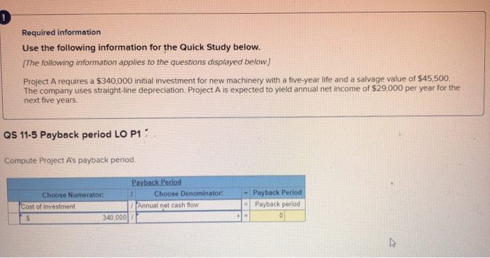  Required information Use the following information for the Quick Study below.